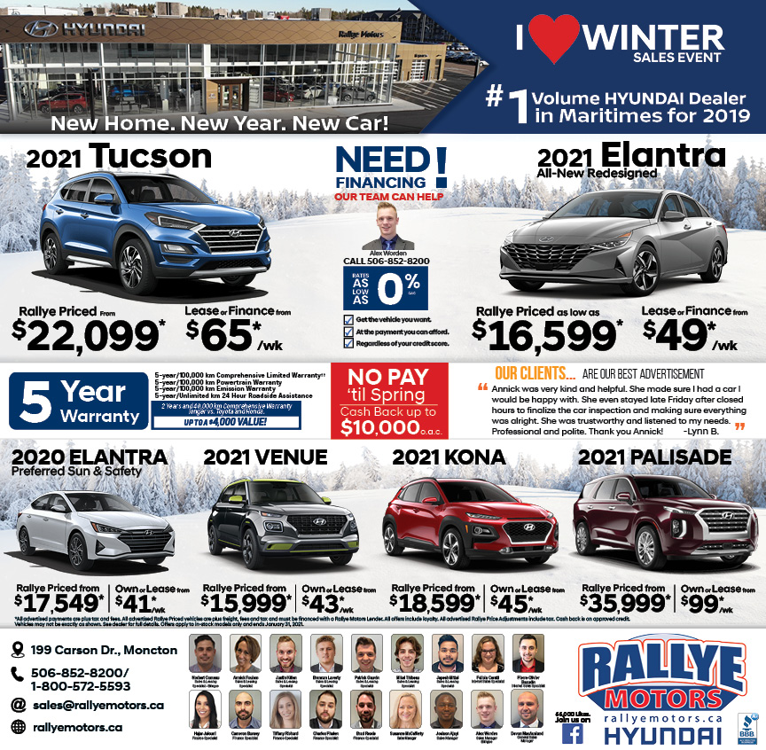 Monthly Specials Rallye Motors Hyundai Moncton New Brunswick